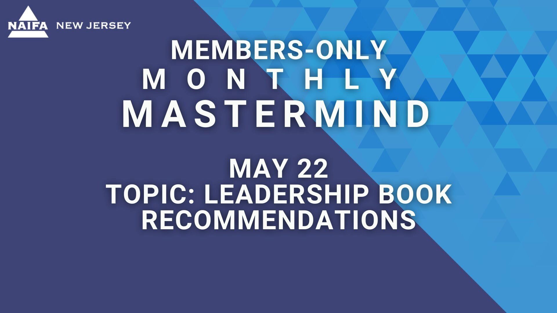 Mastermind May graphic banner NJ